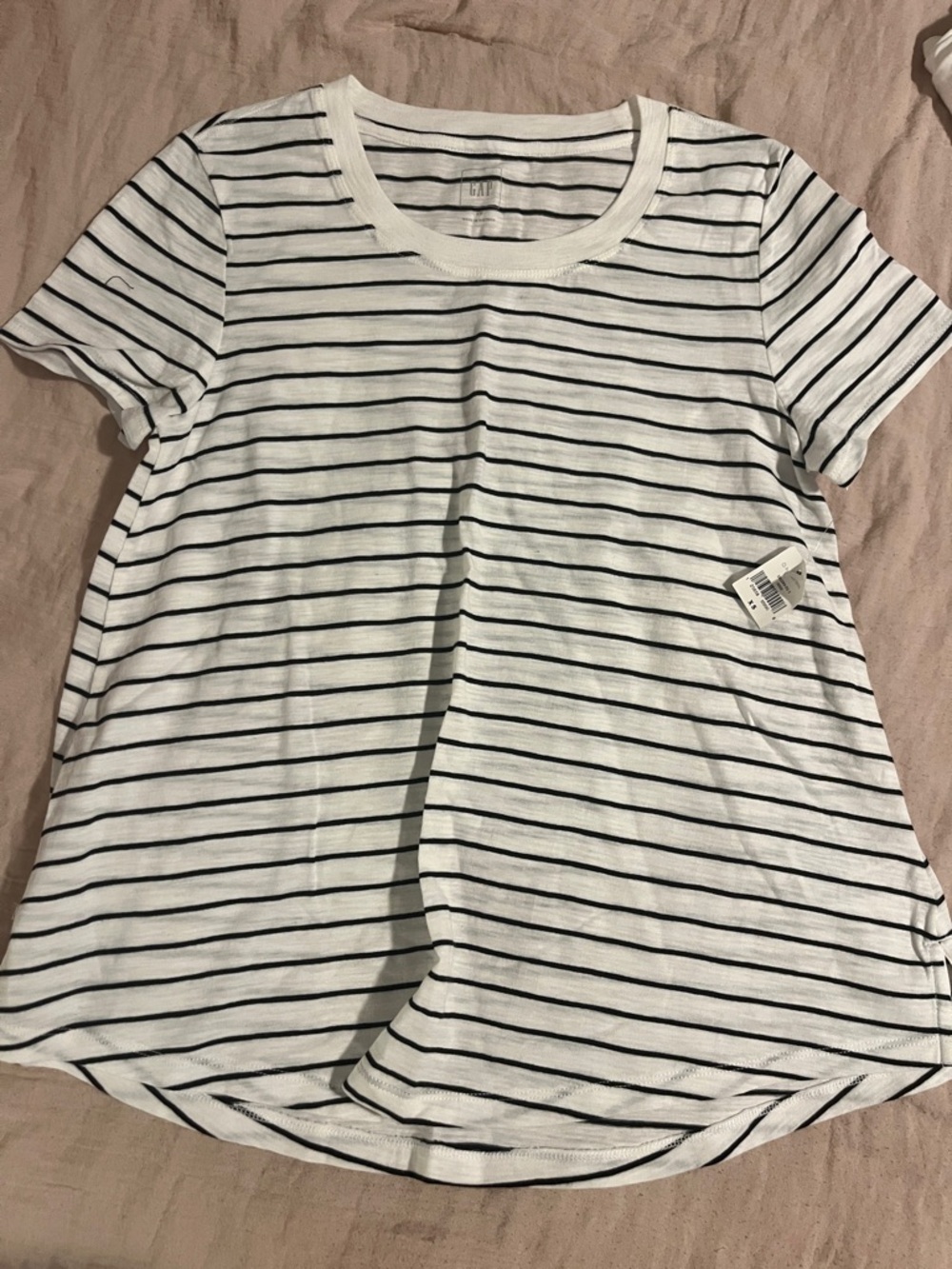 GAP White Tee with Black Horizontal Stripes - Short Sleeve
